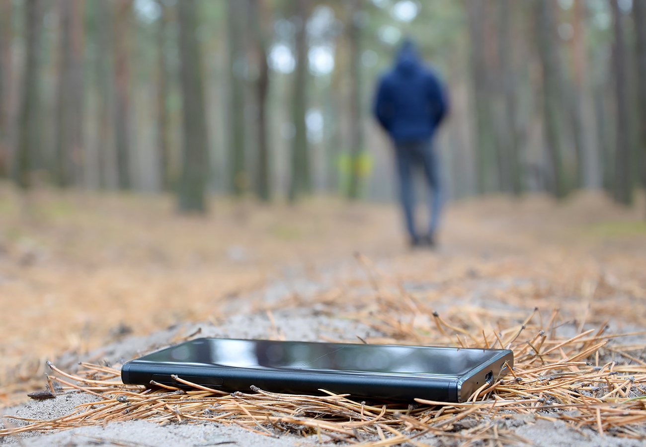 Phone dropped in the woods
