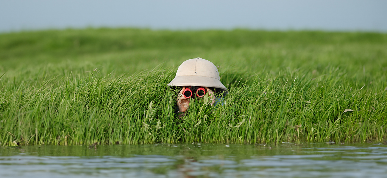 Young boy on a scavenger hunt