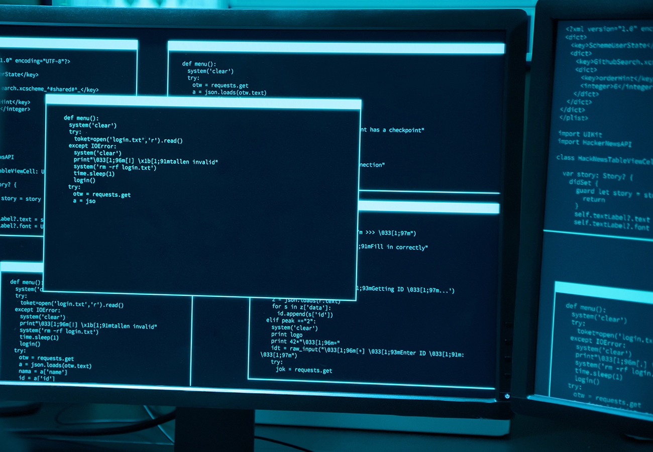 Malicious code displayed on computer monitor