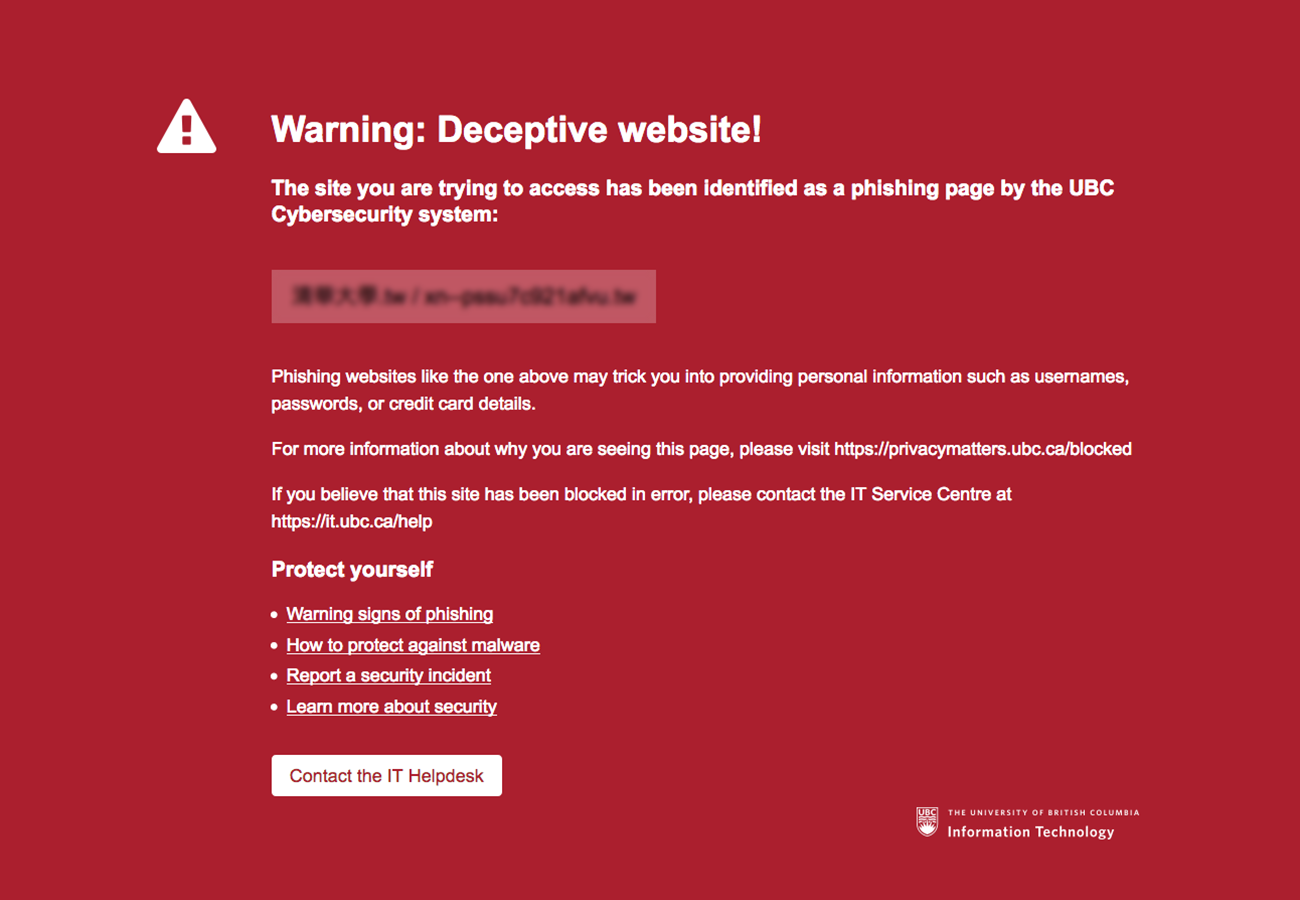 Block Page Phishing