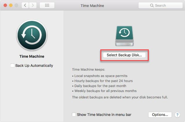 Time Machine - Select Backup Disk